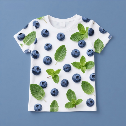 Combining the “nightly” essence of blueberries with the “cooling” properties of mint in the same T-shirt.