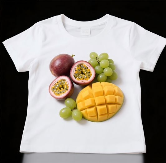 Creative T-shirt Three different fruit-themed T-shirts can be combined in any way you like.